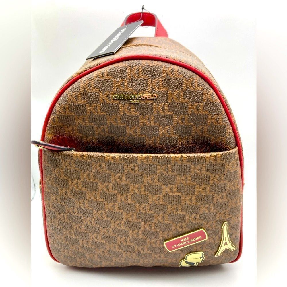 NWT Karl Lagerfeld Paris Maybelle Backpack/Handbag Brown Combo